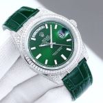 Rolex Daydate ETA2836 Movement 904L Steel 40mm Crocodial Leather Strap Watch rolex presidential diamond bezel replica